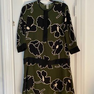 Vintage DVF green and black drop waisted dress